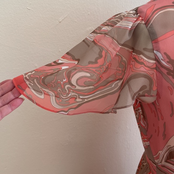 Mulberry Yvonne Marble Chiffon Pleated Dress Size 6 - Picture 6 of 9